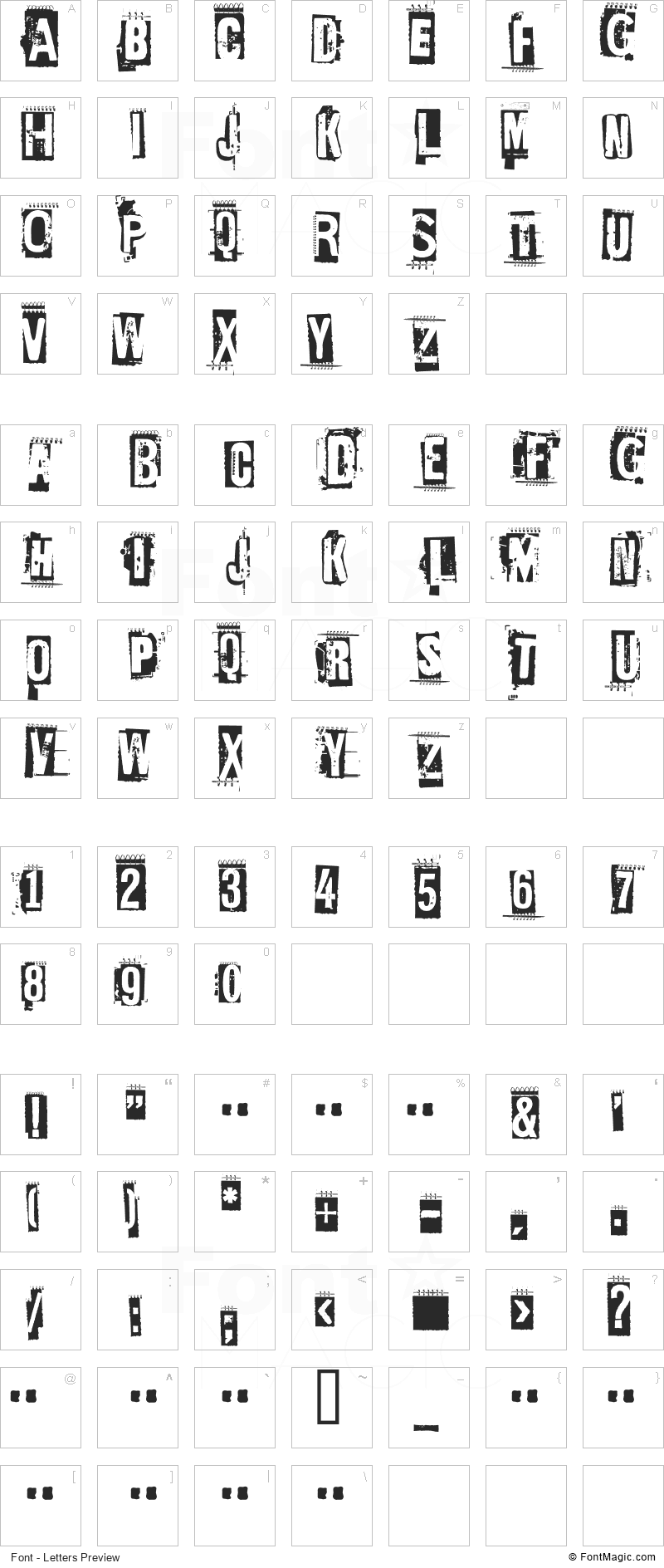 Ed Gein Font - All Latters Preview Chart